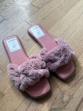 Nordstrom Plush Braided Slide Sandals - Dusty Pink